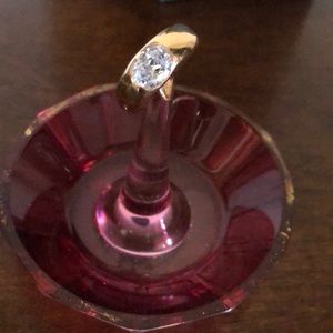 HENRI BENDEL rose gold tone w/crystal ring, 9, EUC
